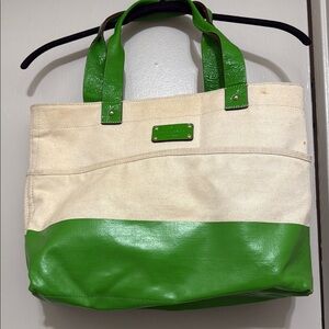 Green and Cream Tote Bag Large Kate Spade